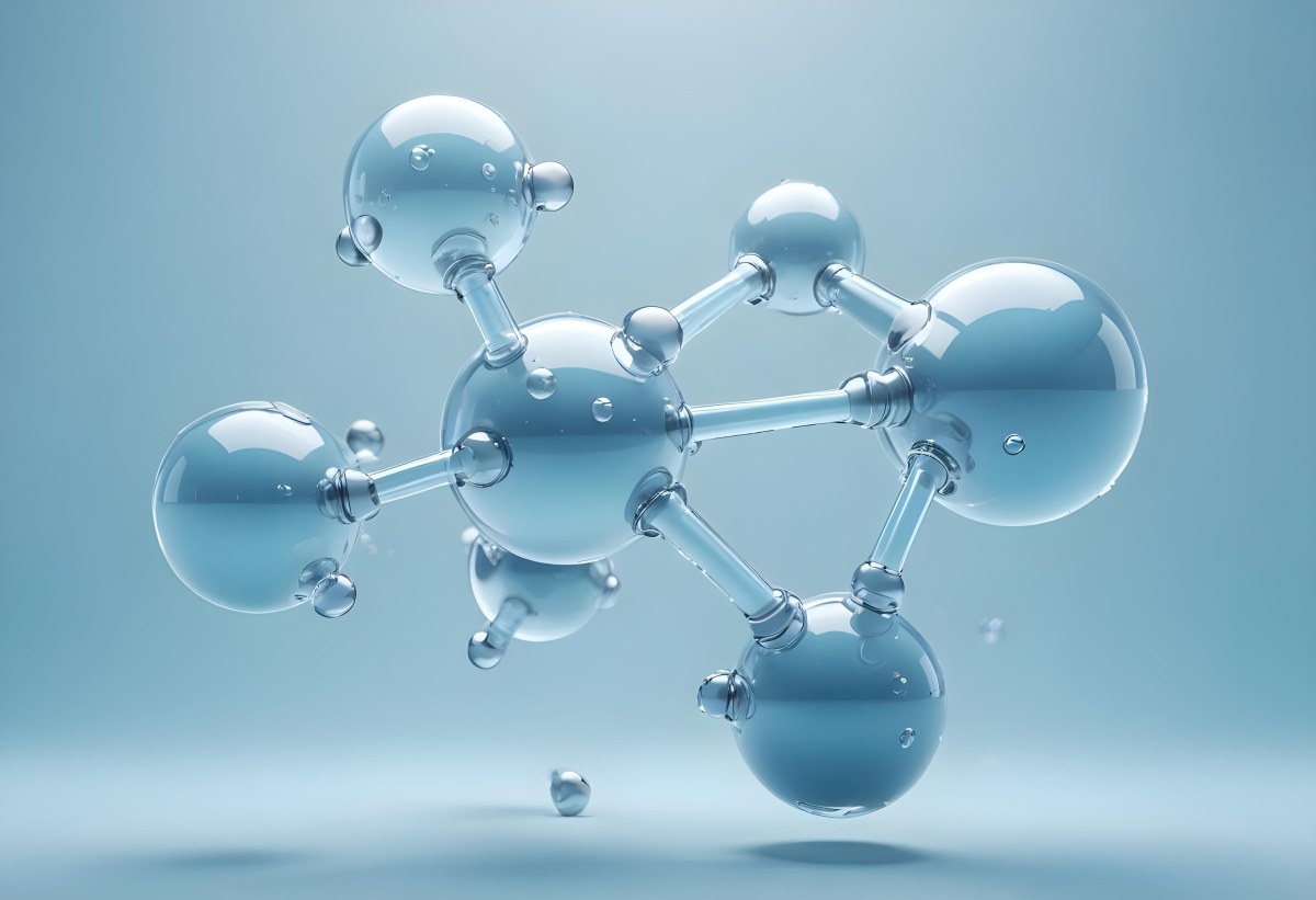 Water Molecules With Transparent Spheres And Connecting Rods Floating In A Light Blue Gradient Background Clean And Scientific Aesthetic Soft Lighting Conceptual Representation 23 2511