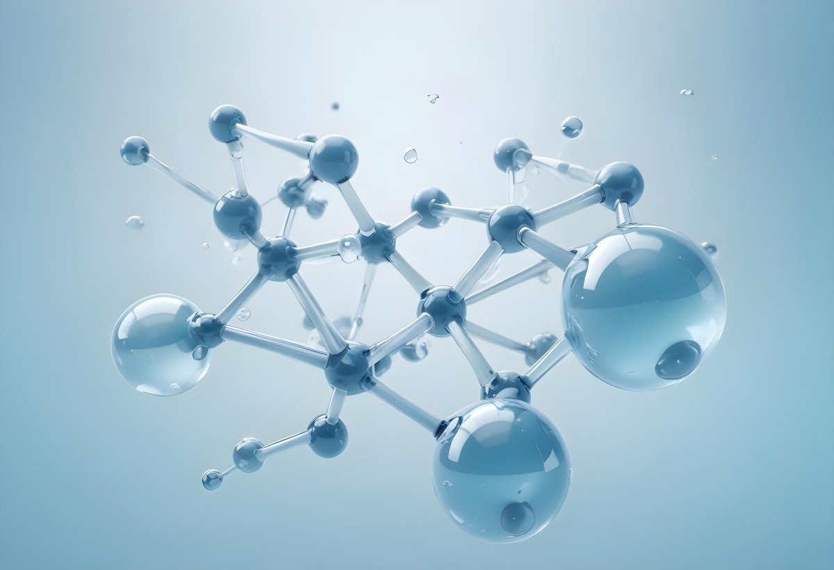 Water Molecules With Transparent Spheres And Connecting Rods Floating In A Light Blue Gradient Background Clean And Scientific Aesthetic Soft Lighting Conceptual Representation 31 462d