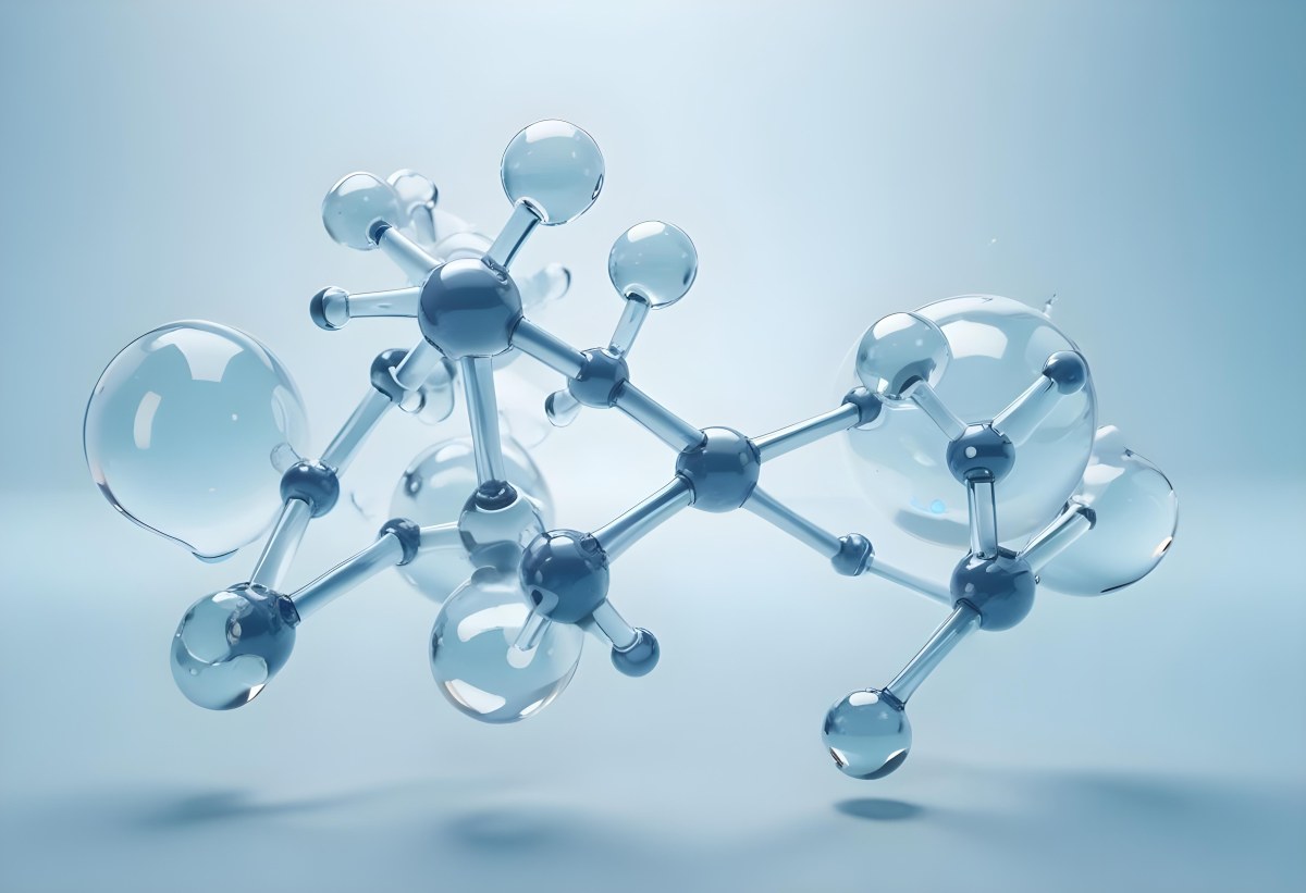 Water Molecules With Transparent Spheres And Connecting Rods Floating In A Light Blue Gradient Background Clean And Scientific Aesthetic Soft Lighting Conceptual Representation 39 3542