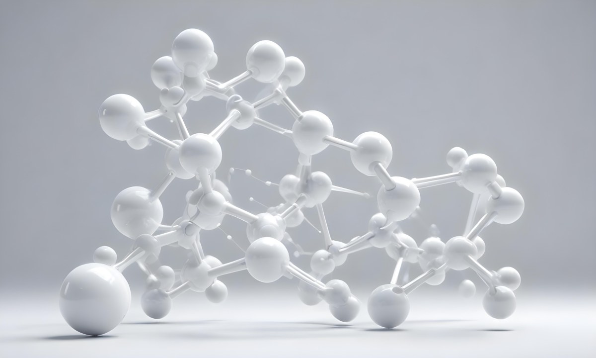 White Molecular Structure With Interconnected Spheres Minimalist Design Clean And Bright Aesthetic Scientific Visualization Abstract Representation Soft Lighting And A Blurred Background 11 9ab9