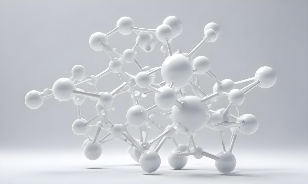 White Molecular Structure With Interconnected Spheres Minimalist Design Clean And Bright Aesthetic Scientific Visualization Abstract Representation Soft Lighting And A Blurred Background 12 9ecf