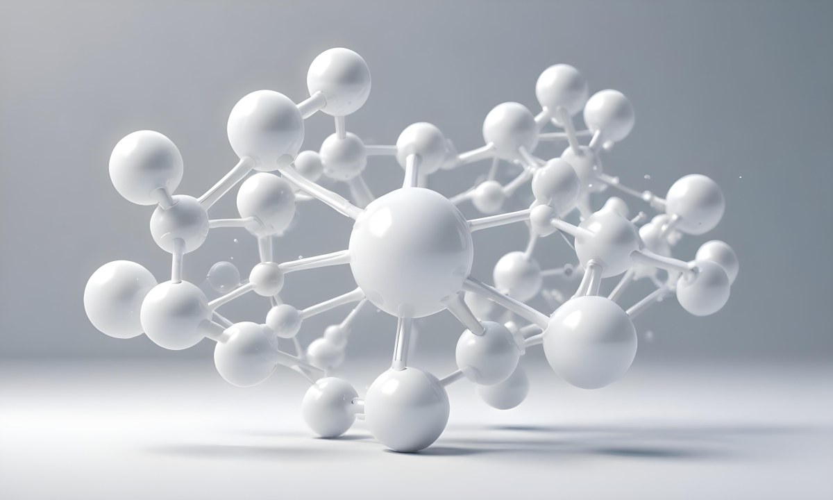 White Molecular Structure With Interconnected Spheres Minimalist Design Clean And Bright Aesthetic Scientific Visualization Abstract Representation Soft Lighting And A Blurred Background 15 17b3