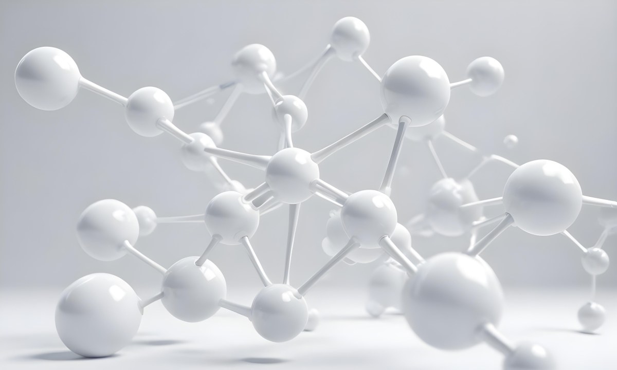 White Molecular Structure With Interconnected Spheres Minimalist Design Clean And Bright Aesthetic Scientific Visualization Abstract Representation Soft Lighting And A Blurred Background 17 E261