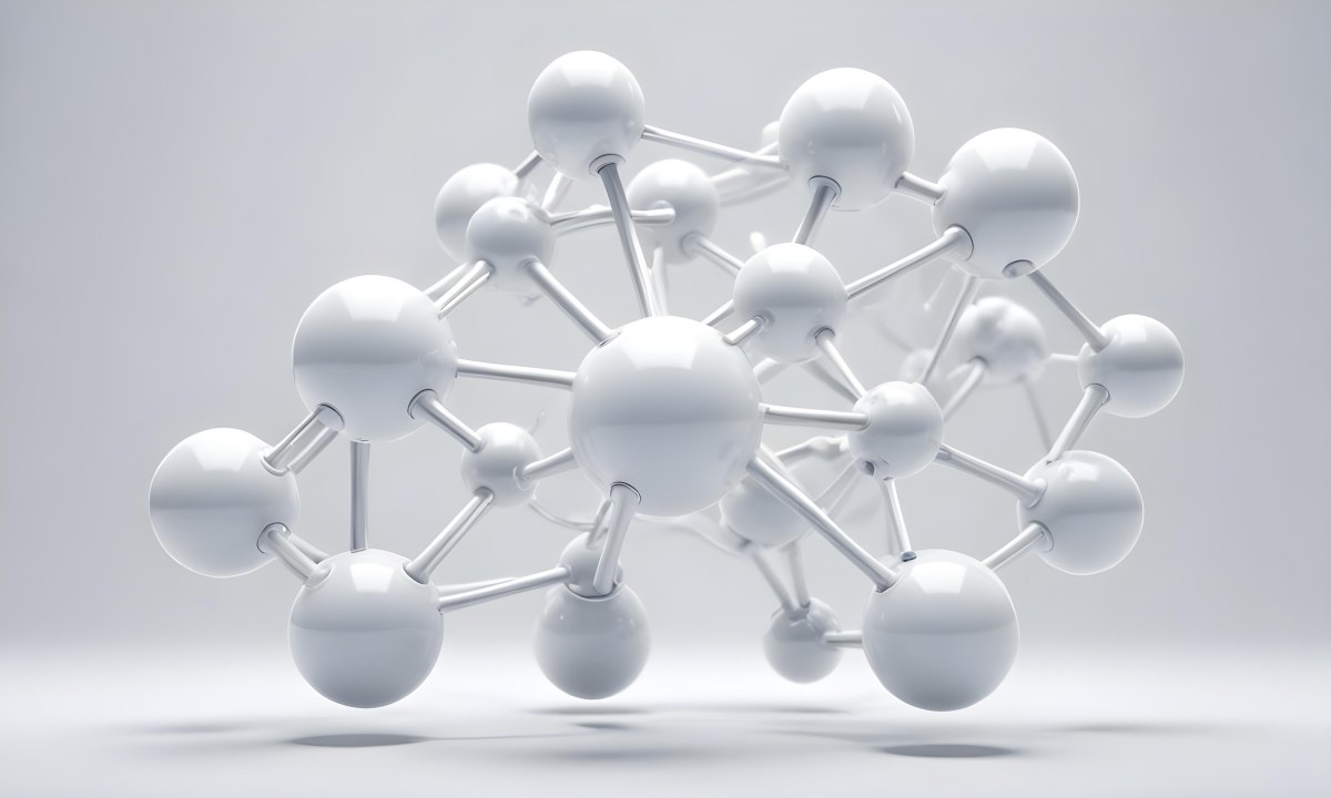White Molecular Structure With Interconnected Spheres Minimalist Design Clean And Bright Aesthetic Scientific Visualization Abstract Representation Soft Lighting And A Blurred Background 23 1cc5