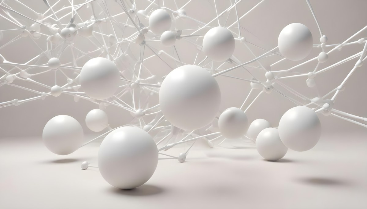 White Molecular Structure With Interconnected Spheres Minimalist Design Clean And Bright Aesthetic Scientific Visualization Abstract Representation Soft Lighting And A Blurred Background 24 58f2