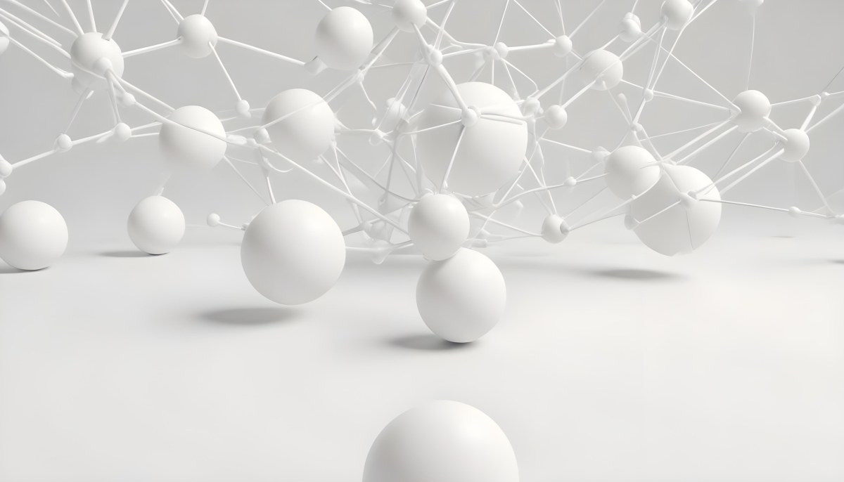 White Molecular Structure With Interconnected Spheres Minimalist Design Clean And Bright Aesthetic Scientific Visualization Abstract Representation Soft Lighting And A Blurred Background 27 5b9d