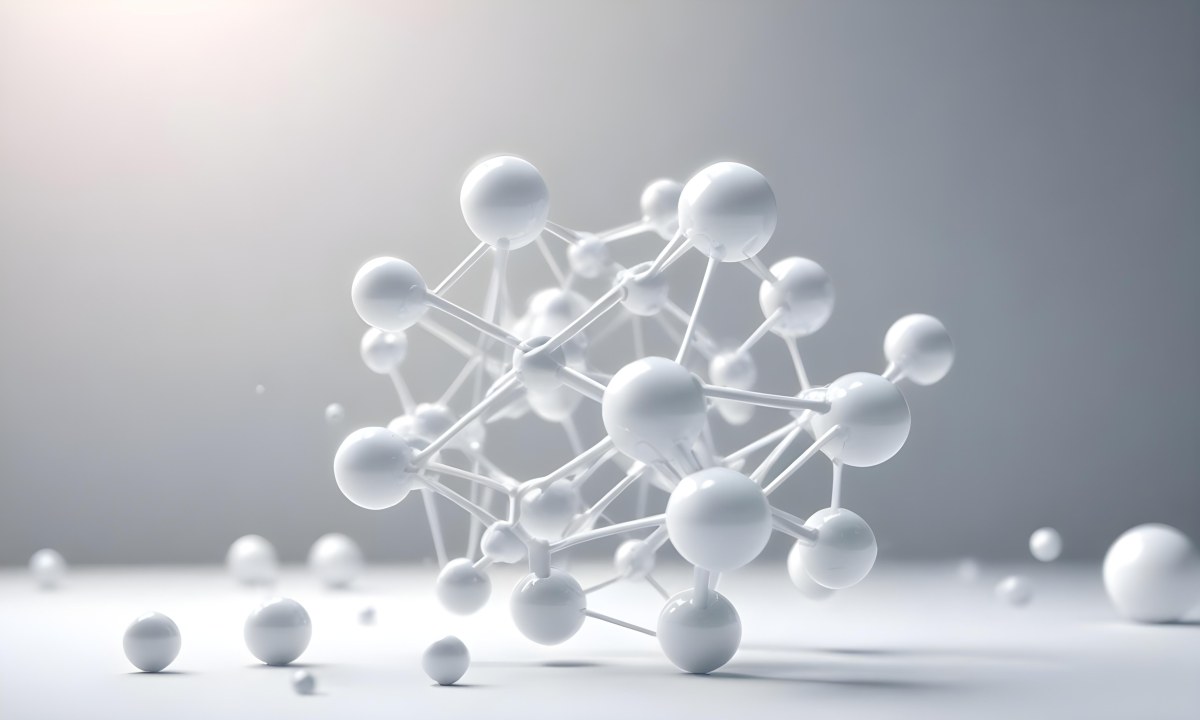 White Molecular Structure With Interconnected Spheres Minimalist Design Clean And Bright Aesthetic Scientific Visualization Abstract Representation Soft Lighting And A Blurred Background 4 E30b