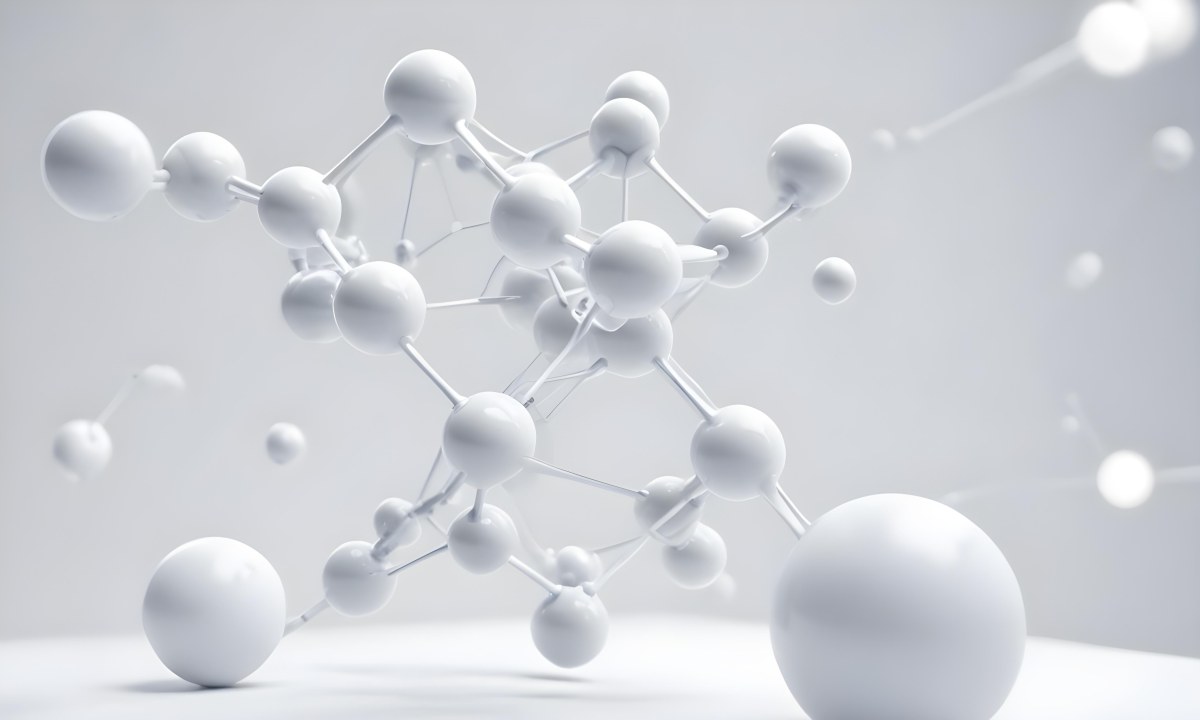 White Molecular Structure With Interconnected Spheres Minimalist Design Clean And Bright Aesthetic Scientific Visualization Abstract Representation Soft Lighting And A Blurred Background 7 49a2