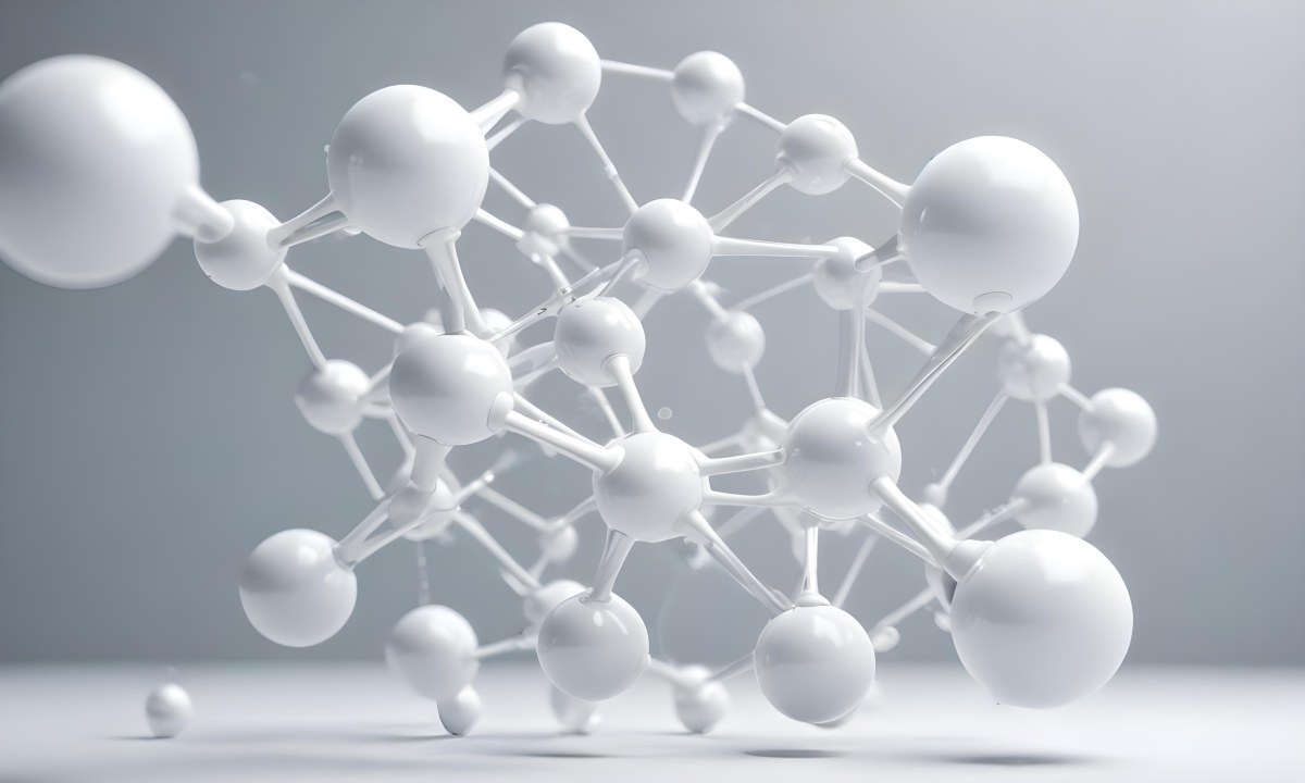 White Molecular Structure With Interconnected Spheres Minimalist Design Clean And Bright Aesthetic Scientific Visualization Abstract Representation Soft Lighting And A Blurred Background 8 Cd12