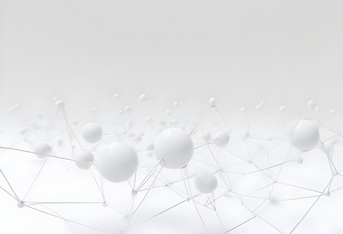 White Spheres Connected By Thin Lines Forming A Network Creating A Sense Of Interconnectedness Against A Soft Gradient Background Minimalist Design 11 491e