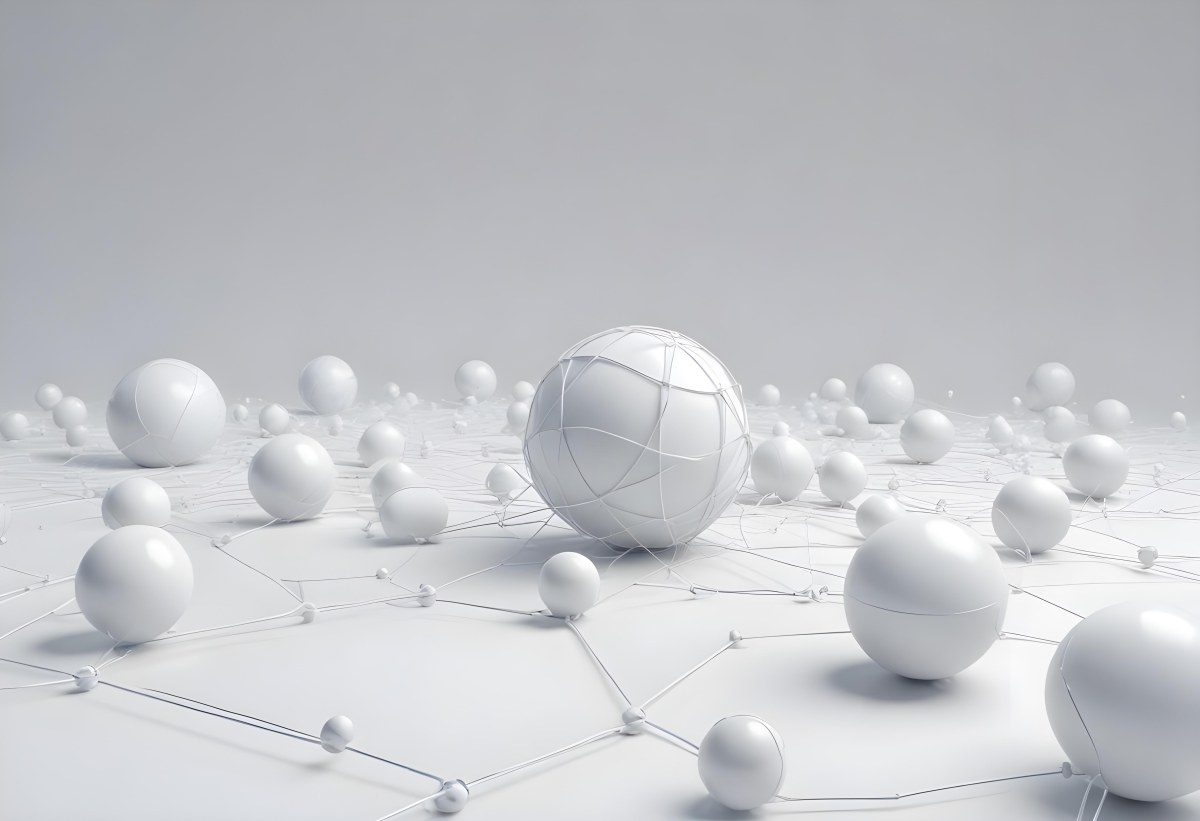 White Spheres Connected By Thin Lines Forming A Network Creating A Sense Of Interconnectedness Against A Soft Gradient Background Minimalist Design 13 Db8a