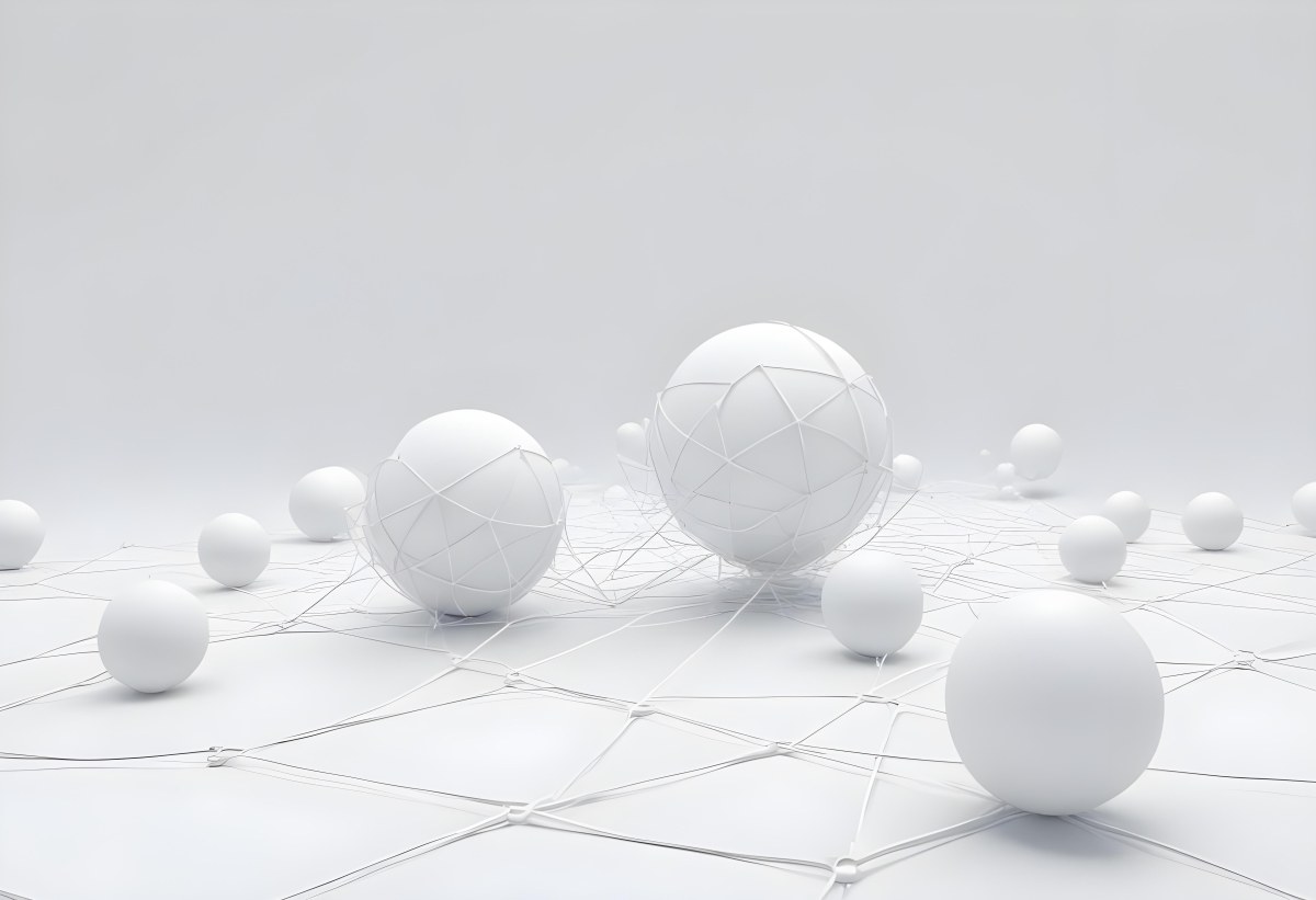 White Spheres Connected By Thin Lines Forming A Network Creating A Sense Of Interconnectedness Against A Soft Gradient Background Minimalist Design 14 2459