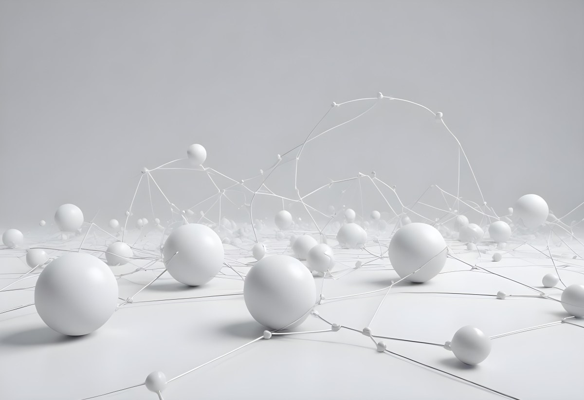White Spheres Connected By Thin Lines Forming A Network Creating A Sense Of Interconnectedness Against A Soft Gradient Background Minimalist Design 16 B20c