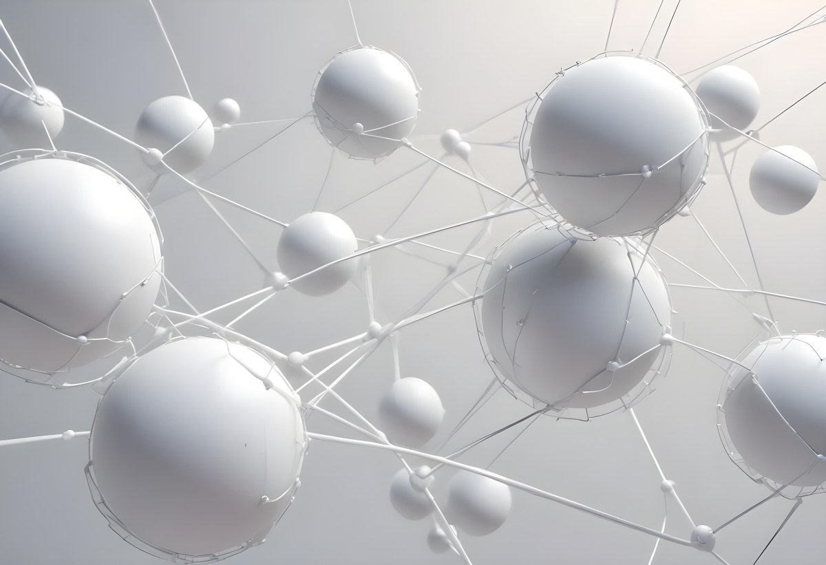 White Spheres Connected By Thin Lines Forming A Network Creating A Sense Of Interconnectedness Against A Soft Gradient Background Minimalist Design 20 954a