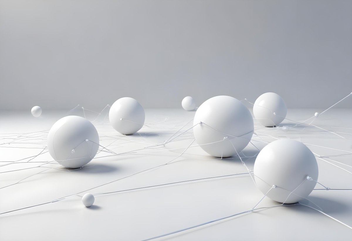 White Spheres Connected By Thin Lines Forming A Network Creating A Sense Of Interconnectedness Against A Soft Gradient Background Minimalist Design 21 21d4