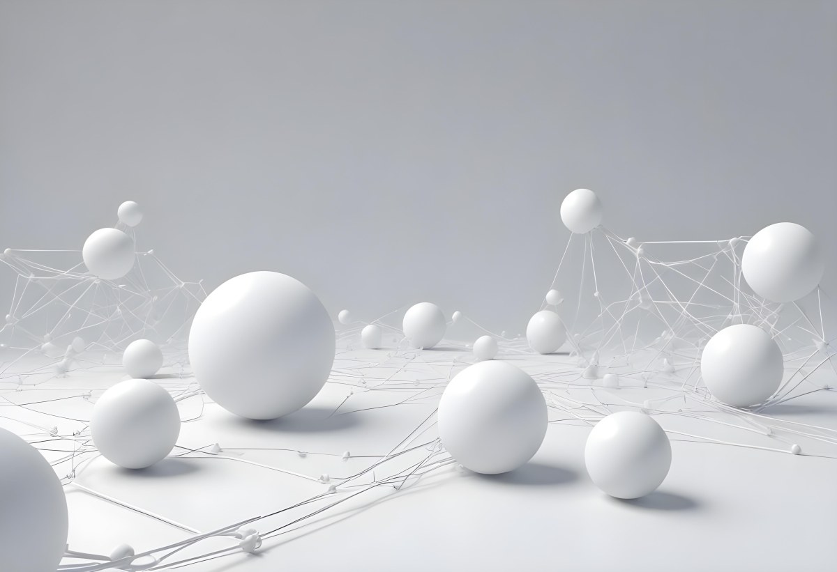 White Spheres Connected By Thin Lines Forming A Network Creating A Sense Of Interconnectedness Against A Soft Gradient Background Minimalist Design 26 96d3