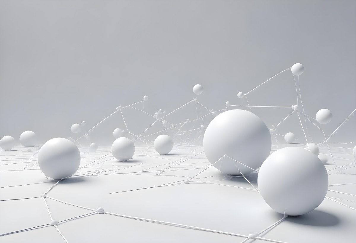 White Spheres Connected By Thin Lines Forming A Network Creating A Sense Of Interconnectedness Against A Soft Gradient Background Minimalist Design 5 899d