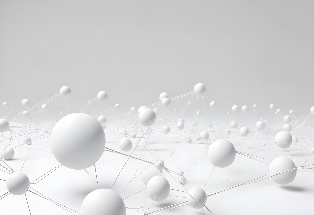 White Spheres Connected By Thin Lines Forming A Network Creating A Sense Of Interconnectedness Against A Soft Gradient Background Minimalist Design 6 D15d