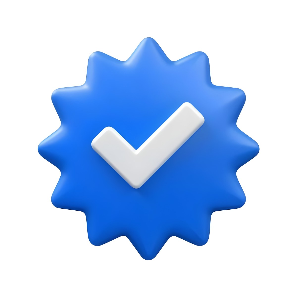 3d Model A Blue Badge With A Starburst Shape And A White Checkmark In The Center The Badge Has A Glossy Finish And A Slight Shadow Giving It A Three Dimensional Appearance Surrounded By A Red Border And Featuring A Ma 14 38e9