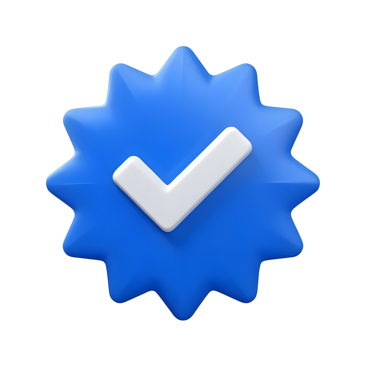 3d Model A Blue Badge With A Starburst Shape And A White Checkmark In The Center The Badge Has A Glossy Finish And A Slight Shadow Giving It A Three Dimensional Appearance Surrounded By A Red Border And Featuring A Ma 18 9690
