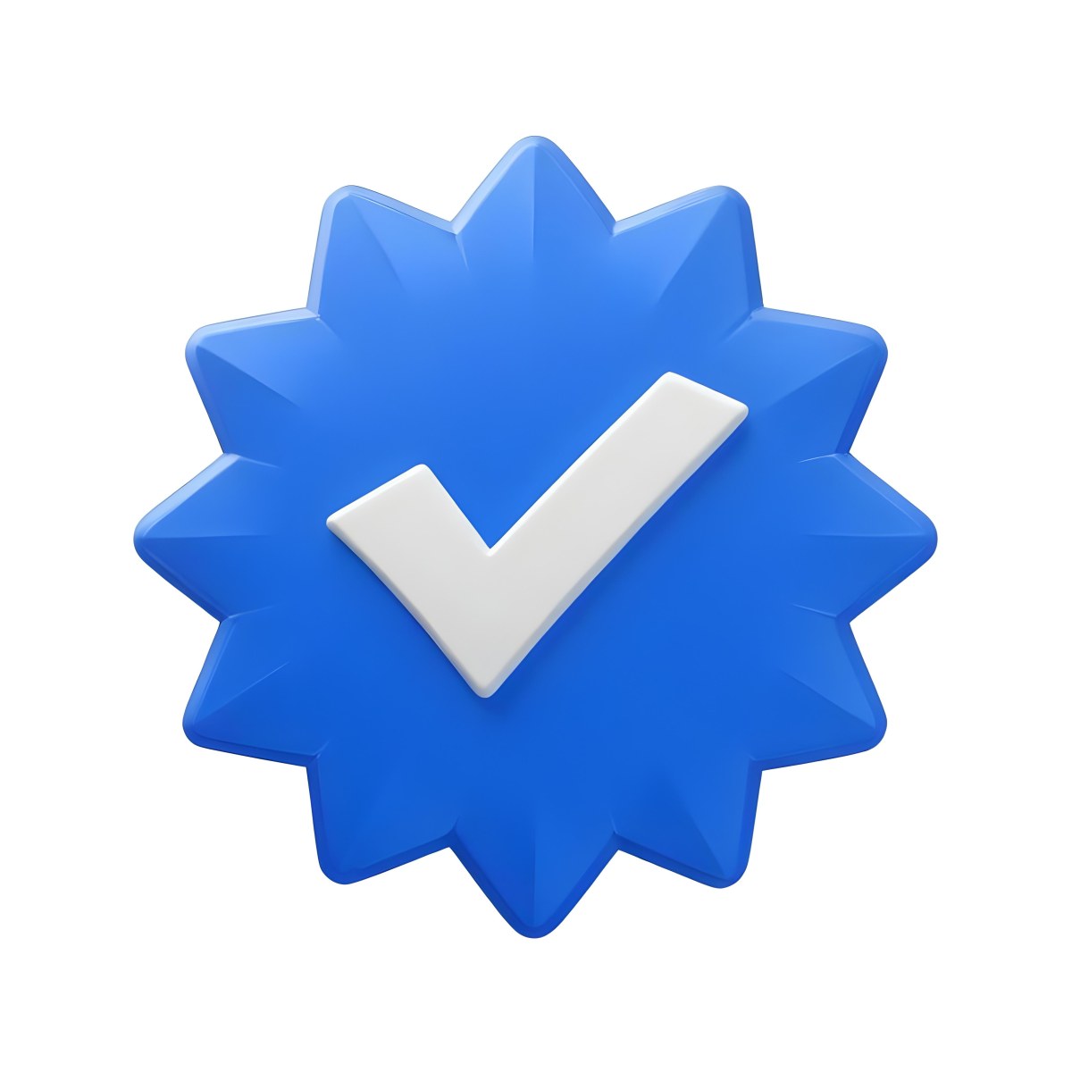 3d Model A Blue Badge With A Starburst Shape And A White Checkmark In The Center The Badge Has A Glossy Finish And A Slight Shadow Giving It A Three Dimensional Appearance Surrounded By A Red Border And Featuring A Ma 20 7799