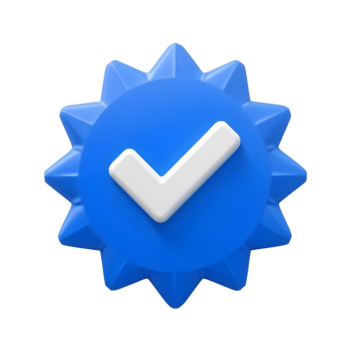 3d Model A Blue Badge With A Starburst Shape And A White Checkmark In The Center The Badge Has A Glossy Finish And A Slight Shadow Giving It A Three Dimensional Appearance Surrounded By A Red Border And Featuring A Ma 8 Faa9