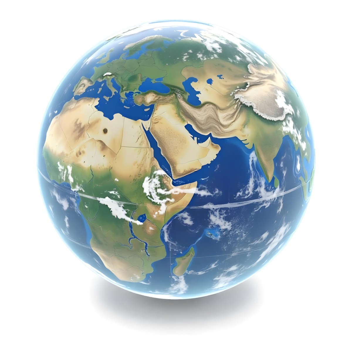 A 3d Render Of Planet Earth With Visible Continents Oceans And Cloud Cover Set Against A Plain White Background 5 58b3