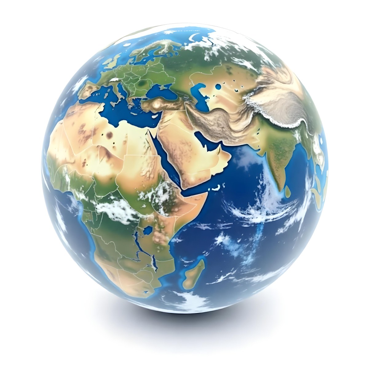 A 3d Render Of Planet Earth With Visible Continents Oceans And Cloud Cover Set Against A Plain White Background 8 35be