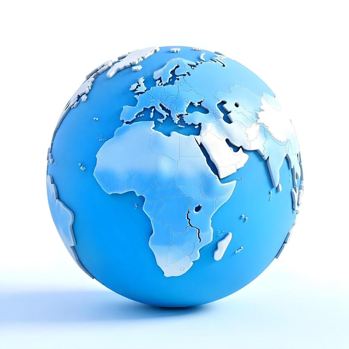 A Blue And White Globe With Visible Continents Including Africa Europe And Parts Of Asia Set Against A Plain White Background 3 40e6