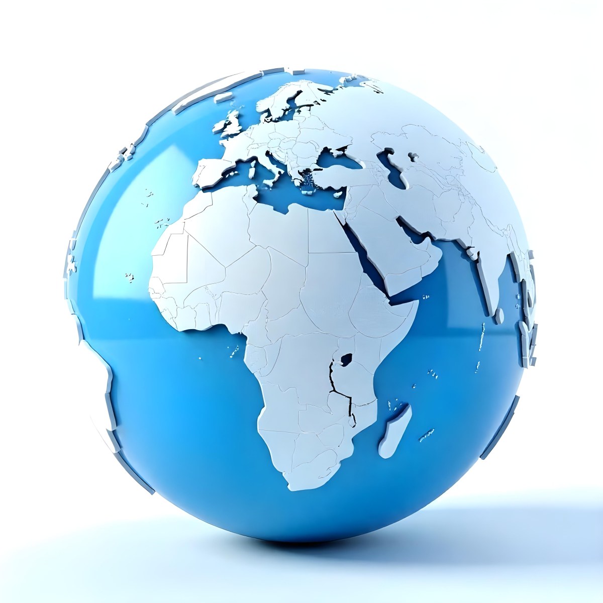A Blue And White Globe With Visible Continents Including Africa Europe And Parts Of Asia Set Against A Plain White Background 9 310d