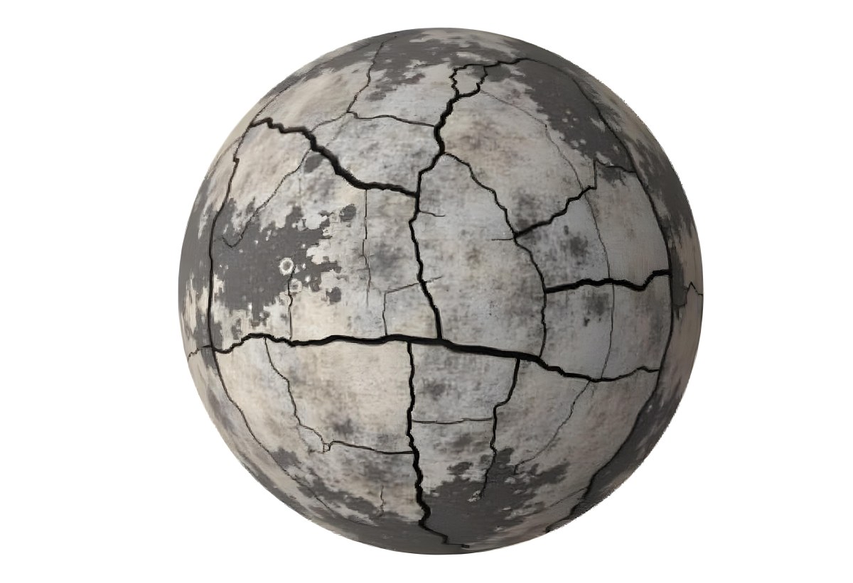A Cracked Planet With A Dry Barren Surface Deep Fissures And Crevices Desolate Landscape Isolated On A White Background Global Environmental Issues 1 E177