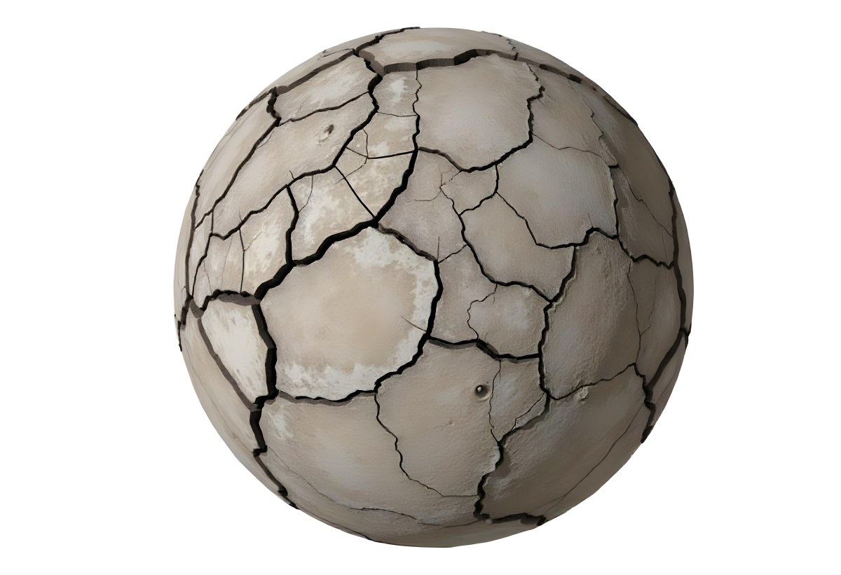 A Cracked Planet With A Dry Barren Surface Deep Fissures And Crevices Desolate Landscape Isolated On A White Background Global Environmental Issues 3 1f6d