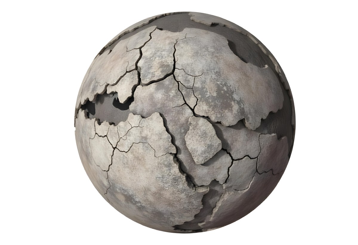 A Cracked Planet With A Dry Barren Surface Deep Fissures And Crevices Desolate Landscape Isolated On A White Background Global Environmental Issues 4 7544