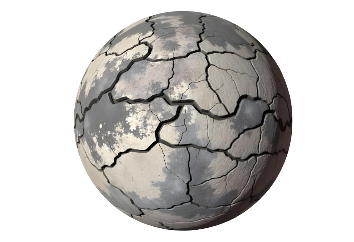 A Cracked Planet With A Dry Barren Surface Deep Fissures And Crevices Desolate Landscape Isolated On A White Background Global Environmental Issues 7 0e5f