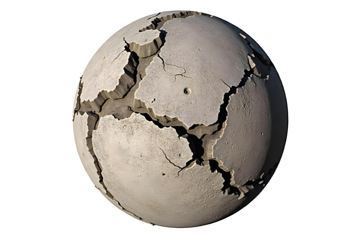 A Cracked Planet With A Dry Barren Surface Deep Fissures And Crevices Desolate Landscape Isolated On A White Background Global Environmental Issues 9 4a4a