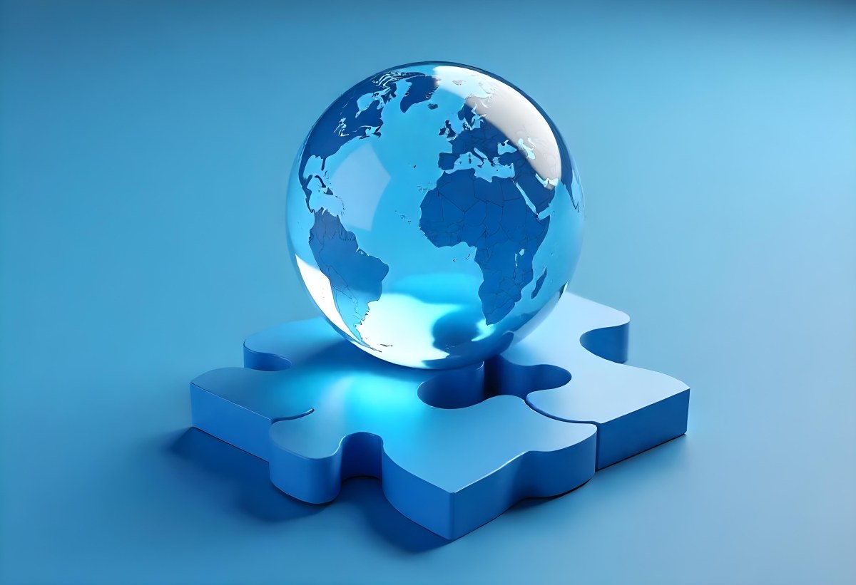 A Glass Globe On Top Of A Blue Puzzle With A Missing Piece Concept Of Global Business And Problem Solving 5 44d4