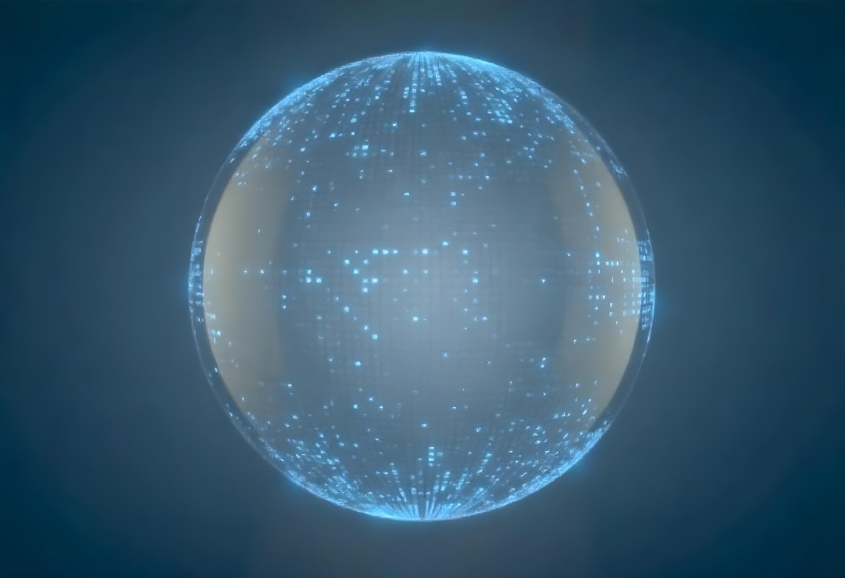 A Glowing Sphere With A Network Of Interconnected Lines And Dots Creating A Futuristic And Technological Aesthetic On A Dark Blue Background 18 24f3