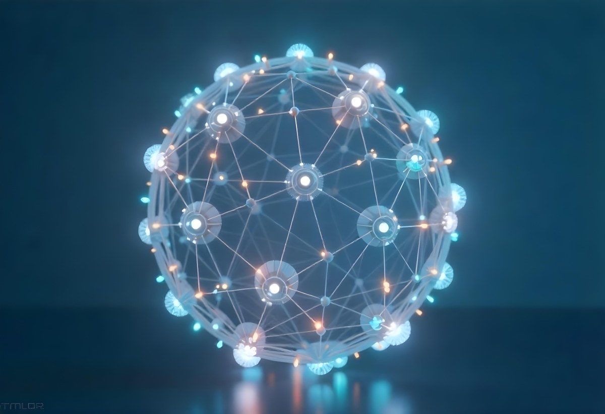A Glowing Sphere With A Network Of Interconnected Lines And Dots Creating A Futuristic And Technological Aesthetic On A Dark Blue Background 2 8be5
