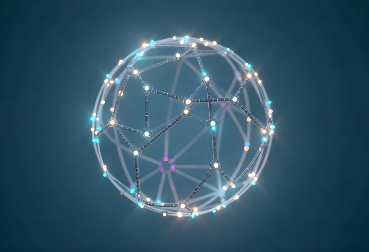 A Glowing Sphere With A Network Of Interconnected Lines And Dots Creating A Futuristic And Technological Aesthetic On A Dark Blue Background 25 7411