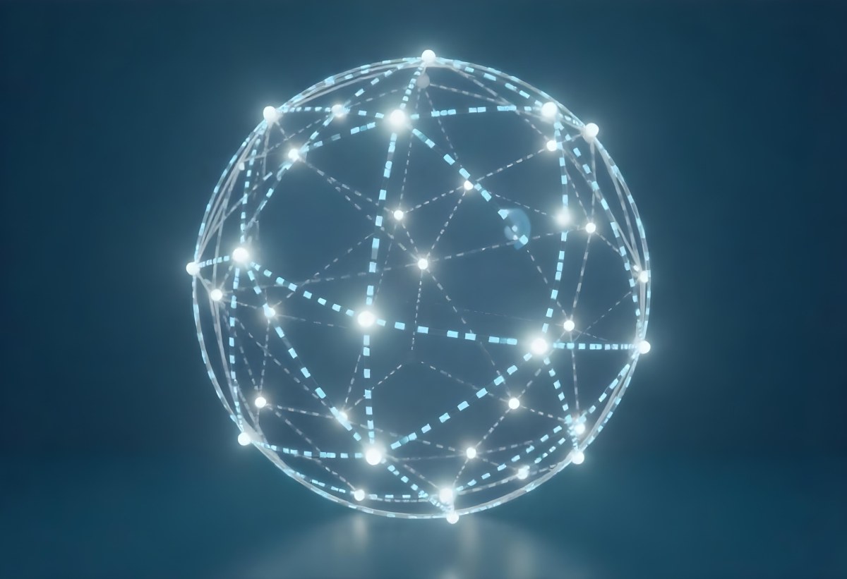 A Glowing Sphere With A Network Of Interconnected Lines And Dots Creating A Futuristic And Technological Aesthetic On A Dark Blue Background 6 39ba