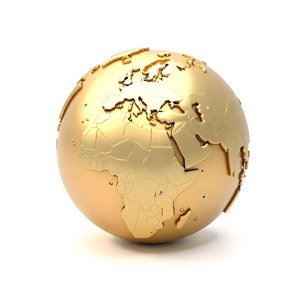 A Golden Globe With The Continents Carved On It The Globe Is Over A White Background 12 D997