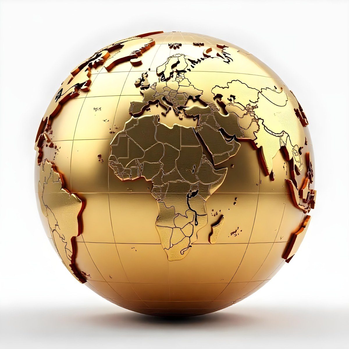 A Golden Globe With The Continents Carved On It The Globe Is Over A White Background 16 B400