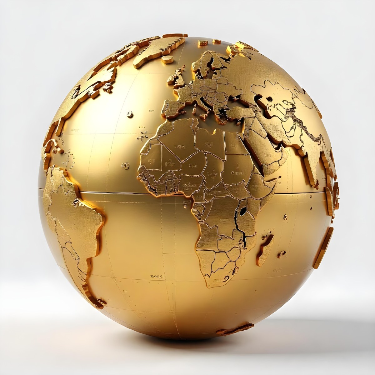 A Golden Globe With The Continents Carved On It The Globe Is Over A White Background 21 C8ec