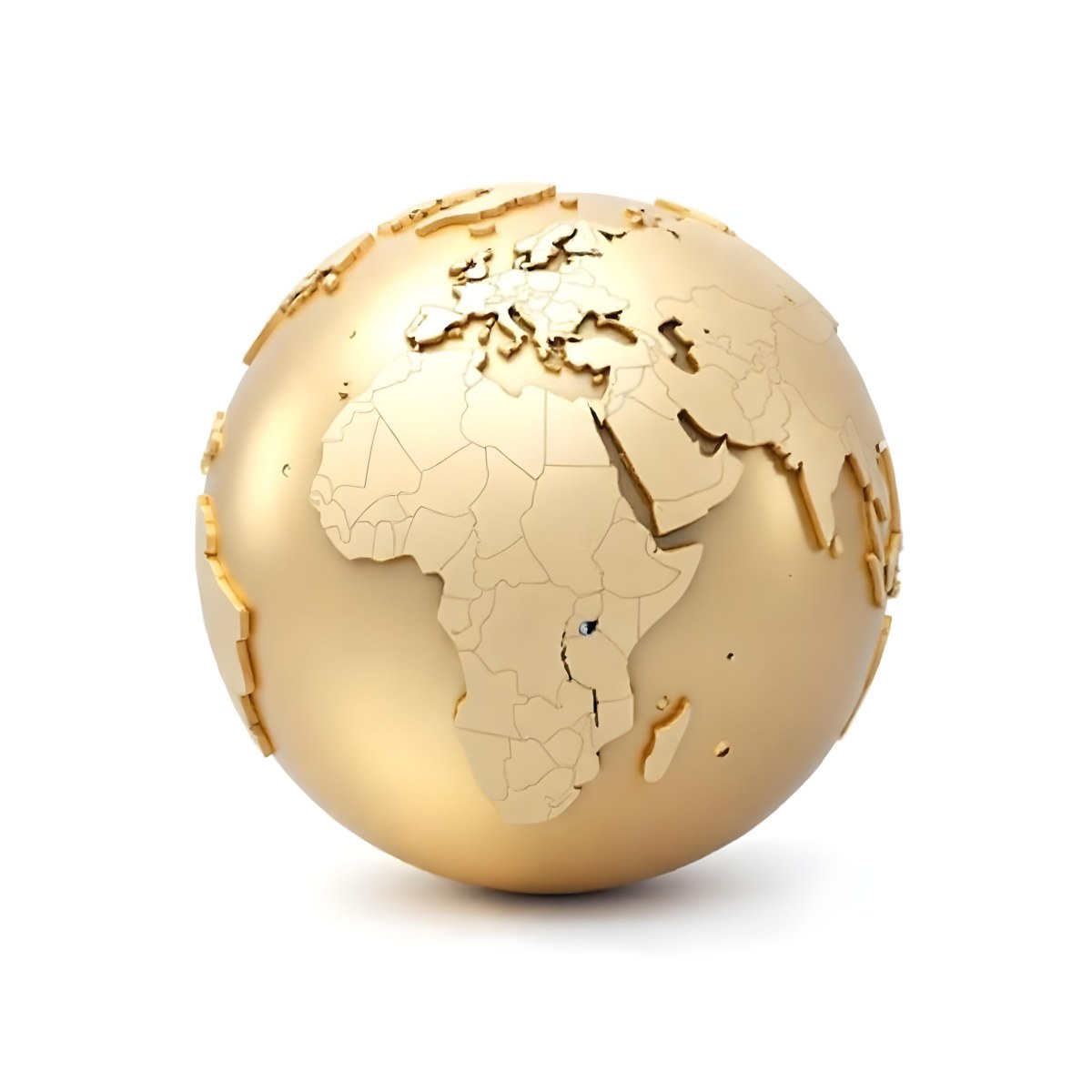 A Golden Globe With The Continents Carved On It The Globe Is Over A White Background 24 Cd05