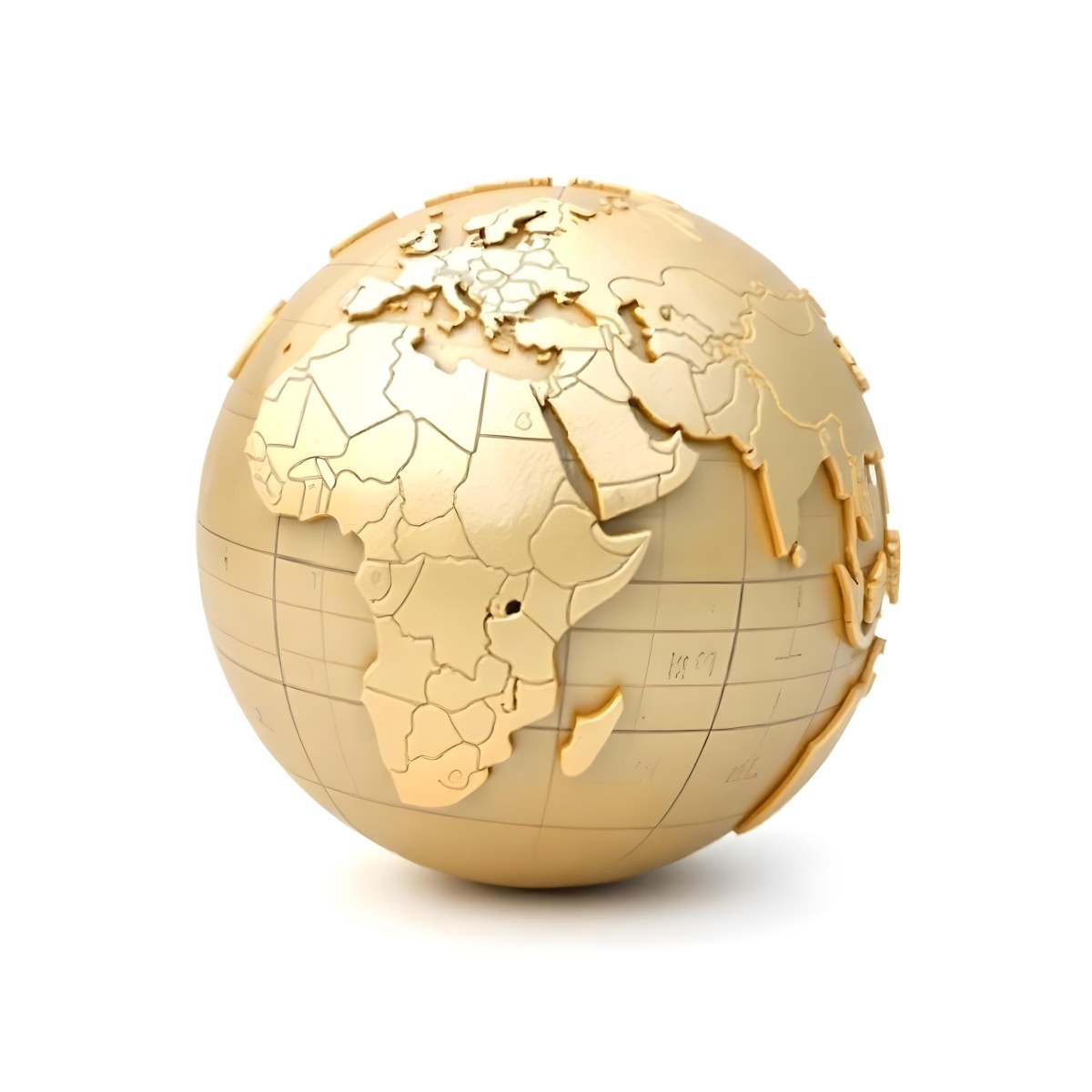 A Golden Globe With The Continents Carved On It The Globe Is Over A White Background 26 Acaf
