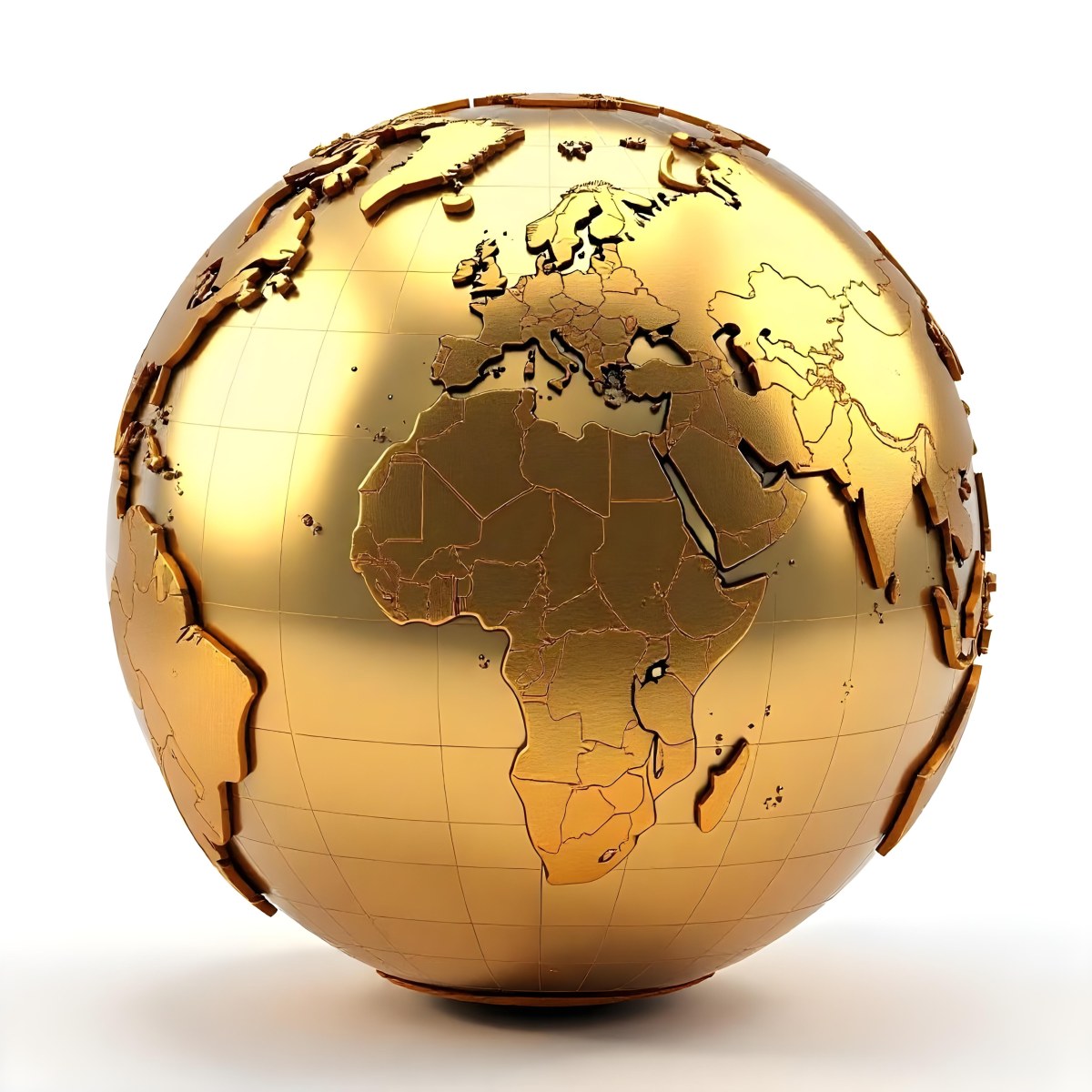 A Golden Globe With The Continents Carved On It The Globe Is Over A White Background 28 Ad39