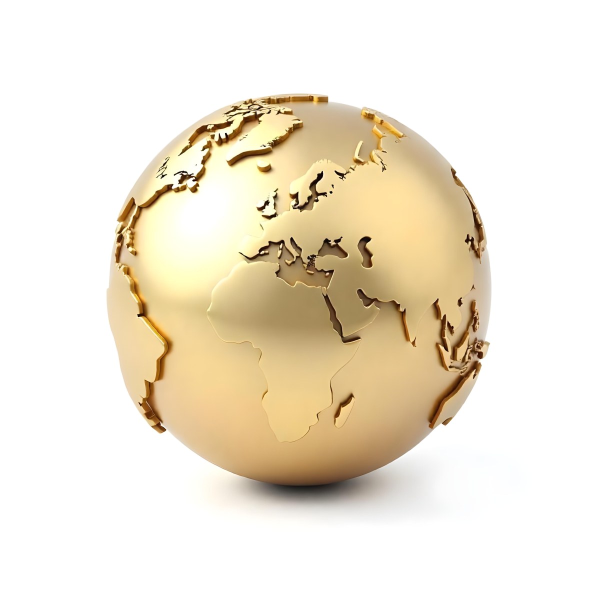 A Golden Globe With The Continents Carved On It The Globe Is Over A White Background 32 D116
