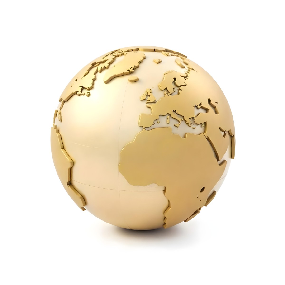 A Golden Globe With The Continents Carved On It The Globe Is Over A White Background 4 4e52