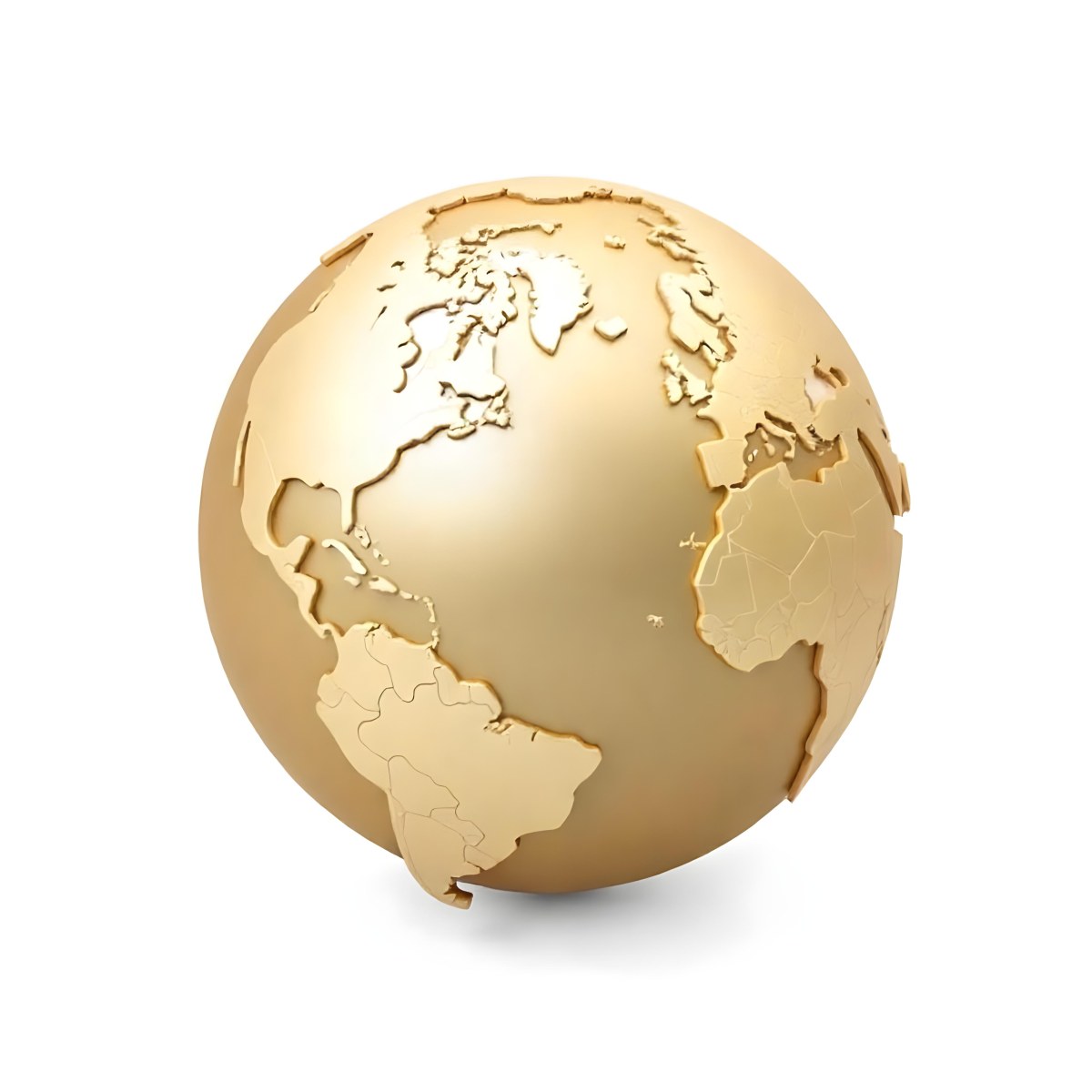 A Golden Globe With The Continents Carved On It The Globe Is Over A White Background 6 Ece4