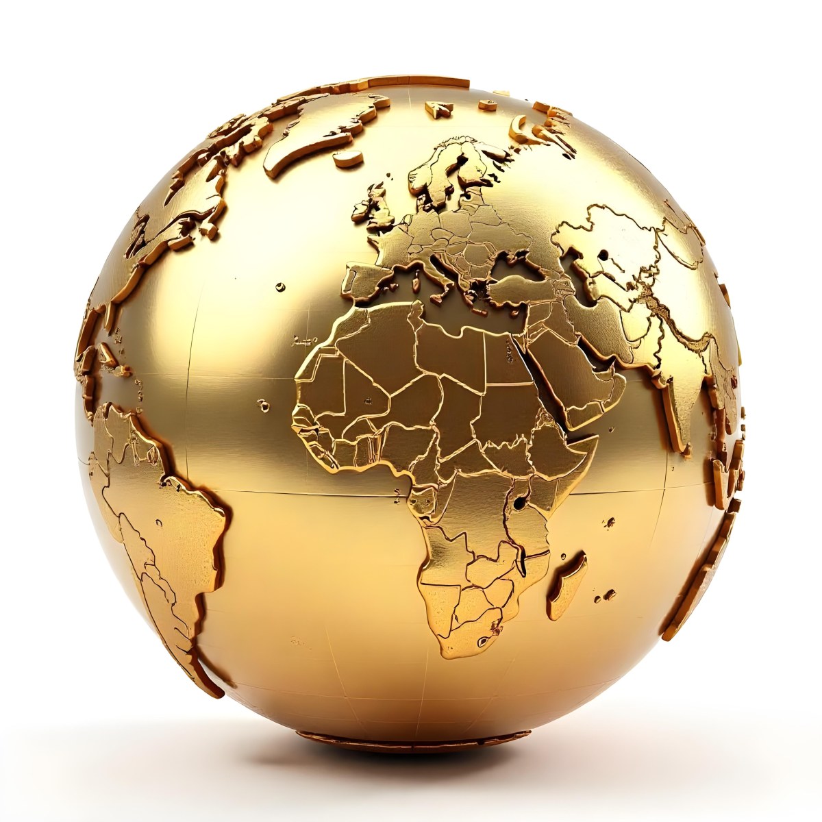 A Golden Globe With The Continents Carved On It The Globe Is Over A White Background 8 04e0